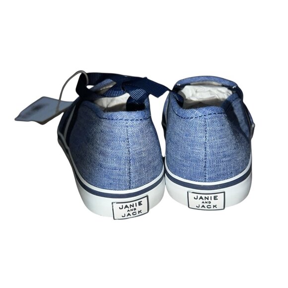 Janie & Jack Chambray Stripe Slip On Sneaker Sz 6 Unisex Blue Denim - Picture 8 of 10